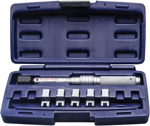 TUSK Spoke Torque Wrench Kit Adjustable 30-150 in-lb with 5 Heads