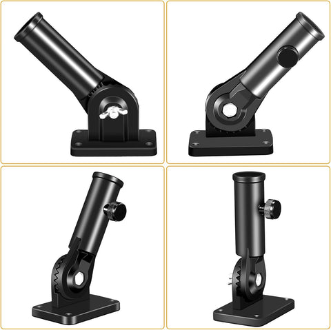 Flag Pole Holder Brackets, BONWIN 1" Flag Pole Mounting Bracket with Hardwares for House Wall Porch, 1" Inner Diameter, 180° Adjustable Multi Positions, Aluminium Alloy(2 Pack Black, Multi-Positions)