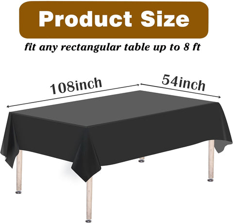 Kopokita 2PCS Black Plastic Tablecloths 54 x 108 Inch, Disposable Table Cloths Rectangle Party Table Covers (Pack of 2)