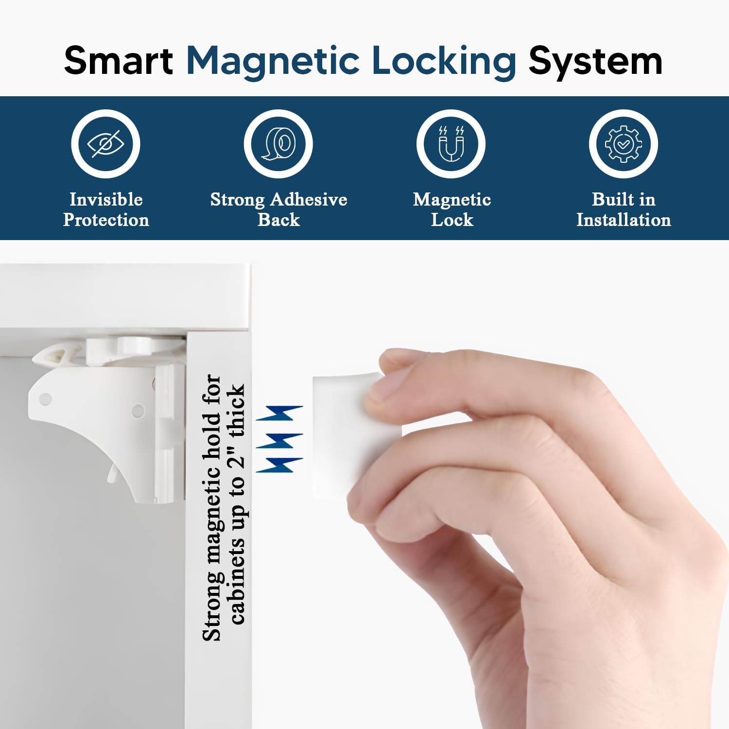 Blessimo® 12 Pack Magnetic Cabinet Locks Baby Proofing with 12 locks and 2 Keys - Child Locks For Kitchen, Cabinets and Drawers - 3M Adhesive Easy Installation