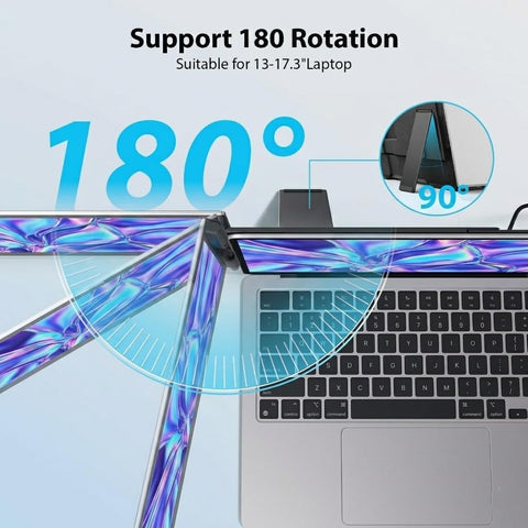 APILDELLA 15.6'' Triple Laptop Screen Extender One Cable Connection, 1080P FHD Laptop Extended Monitor Portable with Speaker, Ultra-Slim Travel Monitor for 13-17.3" Laptops, Work with Mac, Window