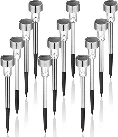 GIGALUMI Outdoor Waterproof Solar Garden Lights, 12 Pack Cold White