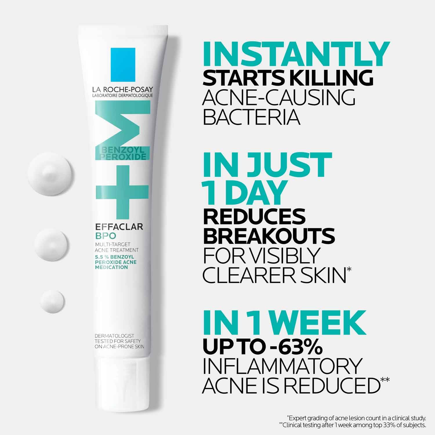 La Roche-Posay Effaclar BPO Multi-Target Acne Treatment, Benzoyl Peroxide