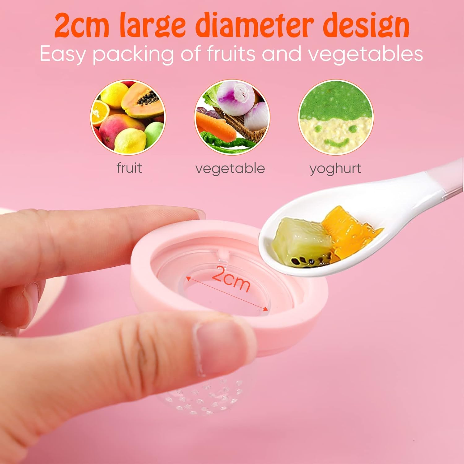 Baby Solids/Frozen Fruit Feeder Pacifier, Infant Teether Toy 4M+, BPA-Free Silicone Pouch & Nipple, Safely Introduce Solids, Teething Relief, 2-Pack