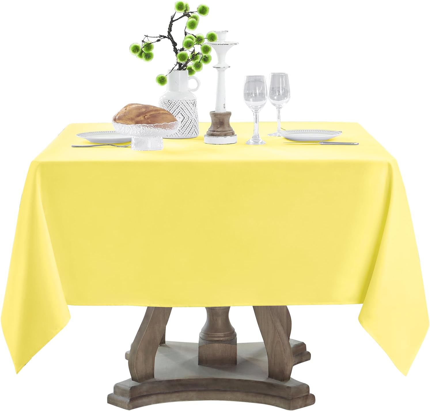 1 Pack Yellow Square Tablecloths 52x52 Inch for Dining Tables