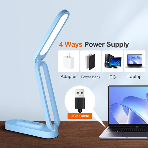 Giryuhd LED Desk Lamp for Office Home & Battery Operated Lamp Rechargeable Lamp Foldable & Portable Light, LED Desk Light Strip, 3 Brightness Dimmable Small Desk Lamp Wireless Reading Lamp