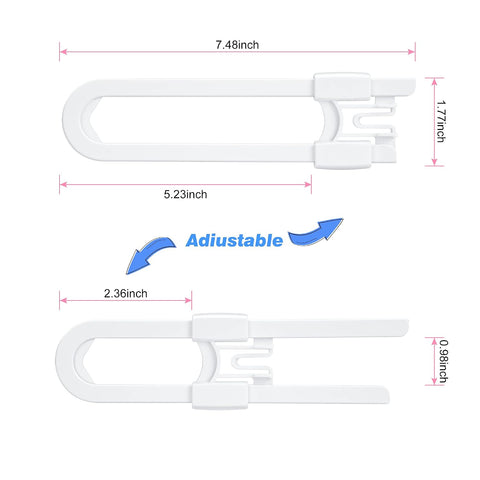Vmaisi No Drill U-Shaped Sliding Cabinet Locks Baby Proofing, 4 Pack