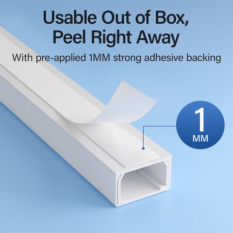 Delamu 56.7in Cord Hider, Cord Covers for 1-2 Wires on Wall, One-Cord Cable Hider, Easy Install Wire Hider Wire Covers for Cords on Wall, Cable Cover Raceway to Hide Wires Along Wall, W0.59 H0.4in