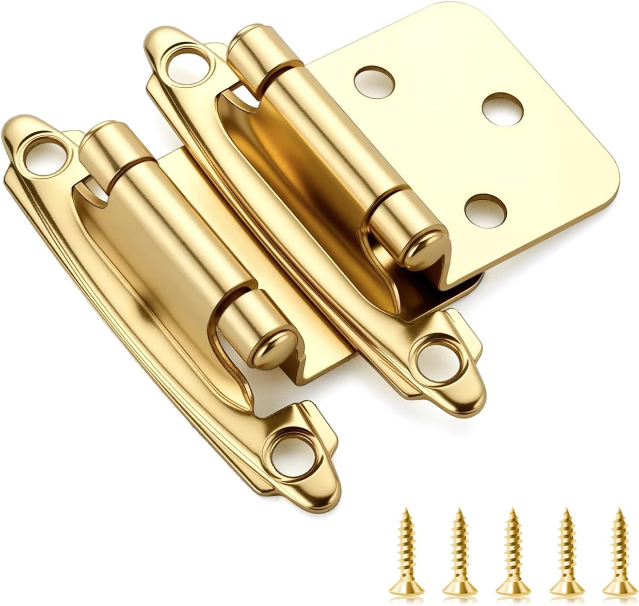 Ravinte Gold Cabinet Hinges, 1/2 Inch Overlay, 4 Pack (2 Pairs)