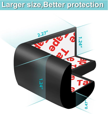 12 Pack Soft Corner Protector Baby Proofing Edge and Corner Guards (Black)
