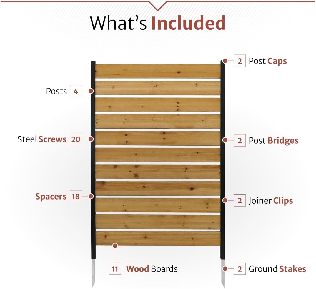 Enclo Concord Privacy Screen, Cedar Wood DIY No Dig Kit