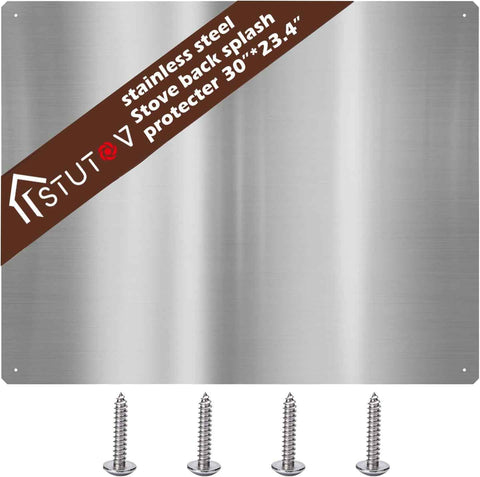30"x23.4" Stainless Steel Backsplash – Brushed Wall Panel for Kitchen Stove – Heat & Grease Resistant – Pre-Drilled Holes, Screws & Gloves Included – Easy Installation & Cleaning