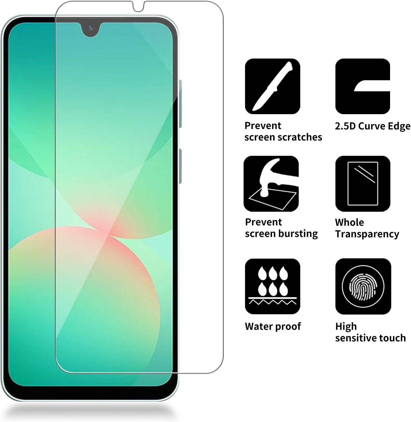 4 Pack Glass Screen Protector Compatible for Samsung Galaxy a26 5G / SM-A266M/DS [9H Hardness]-HD Screen Tempered Glass, Scratch Resistant,Easy Install [Case Friendly]