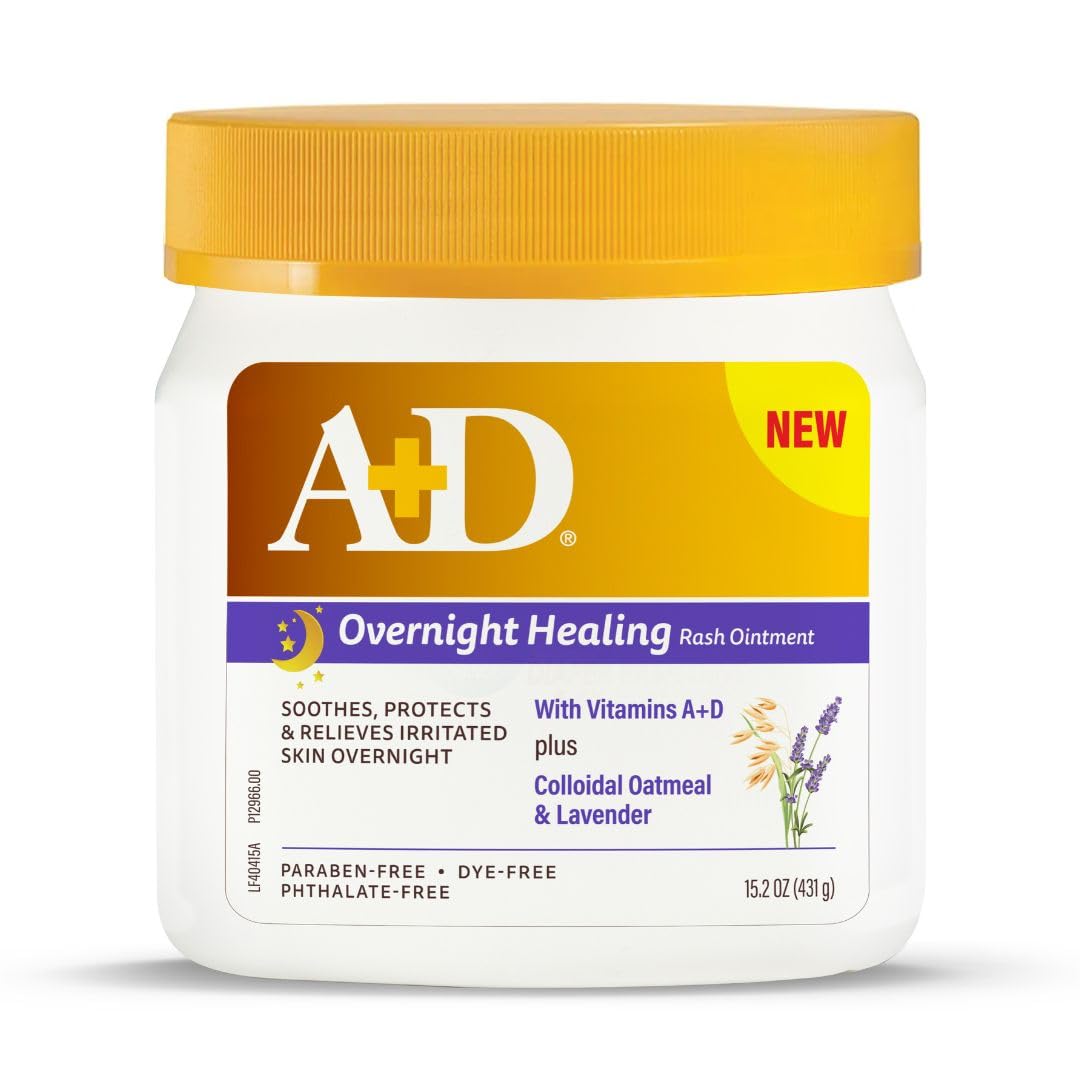 A+D Overnight Healing Diaper Rash Ointment, Lavender & Oatmeal, 15.2oz Jar