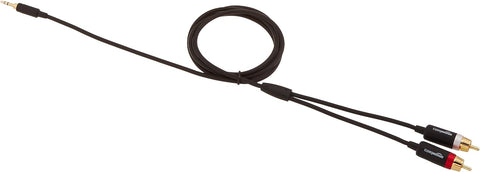 Amazon Basics 3.5mm Stereo Aux to 2 RCA Audio Cable Adapter for Sound, Connecting Amplifiers, Speakers, Smartphone, Tablet with Gold-Plated Plugs, 4 Feet/1.2 m, Black