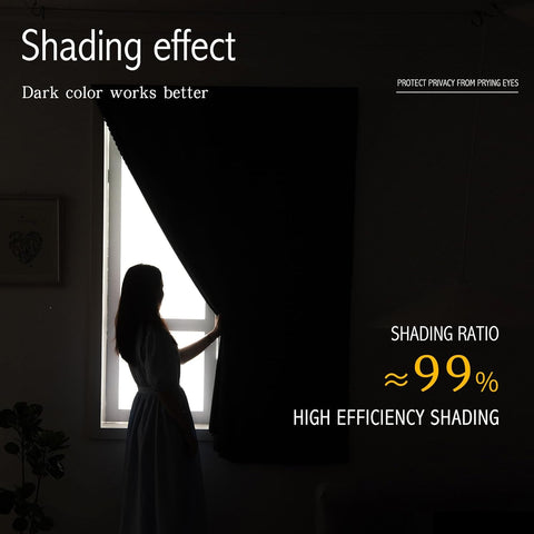 Magic Tape Stick On Curtains Window Shades Pull Down Blackout Window Cover Blackout Curtains for Bedroom No Drillng Self Adhesive Curtains No Rod Small Window, 59" W X 84" L, Grey, 2 Panels