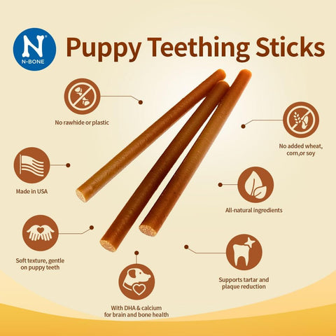 N-Bone Puppy Teething Sticks, Pumpkin Flavor, Natural Puppy Chew Sticks & Teething Treats, SQF Certified, Made with Rice Flour for Easy Digestion, Calcium Enriched (3.7oz)