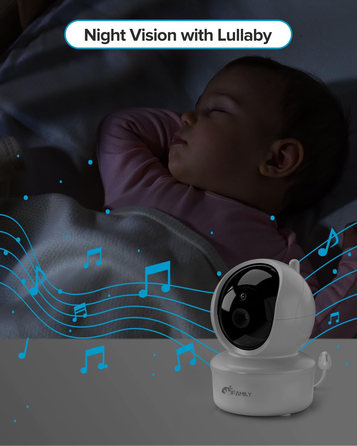 iFamily Baby Monitor,5" Screen with 30Hrs Battery Life,Remote Pan-Tilt-Zoom