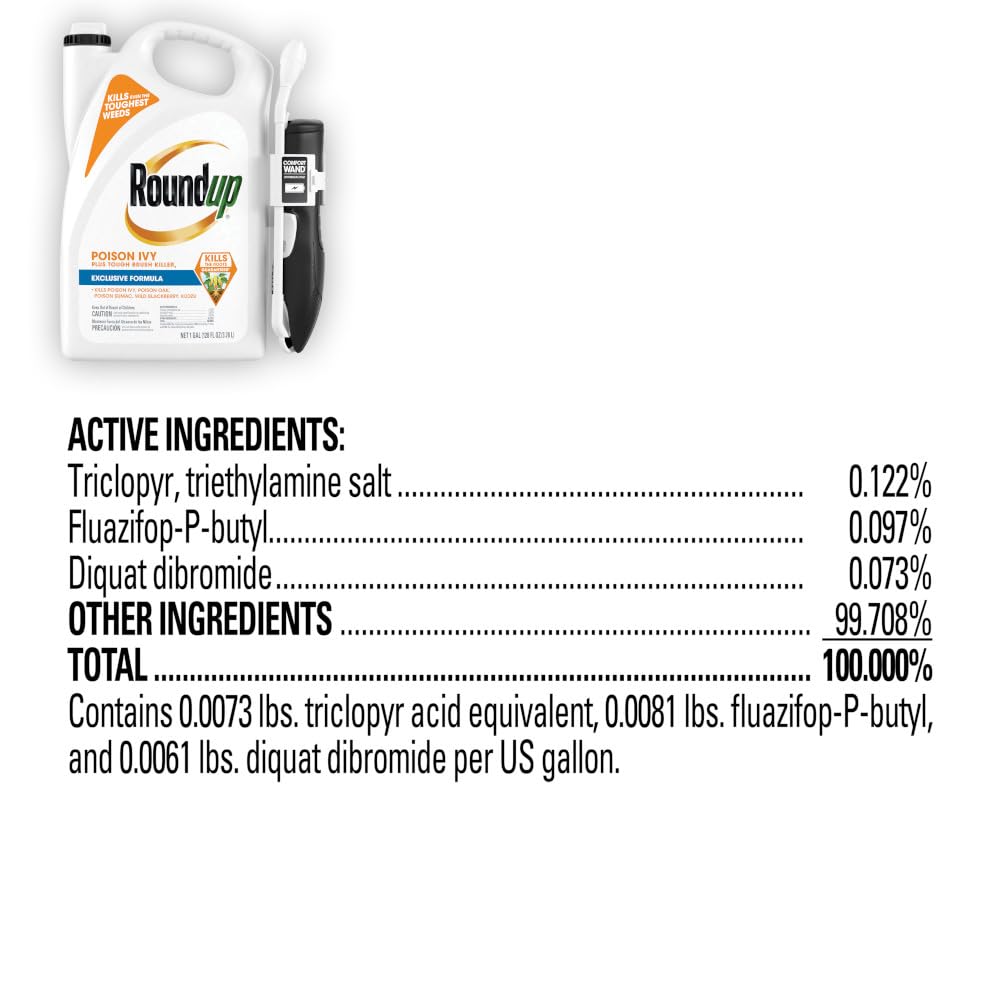 Roundup Poison Ivy Plus Tough Brush Killer₂ with Comfort Wand,Visible Results in Hours,1 gal.,(Pack of 2)
