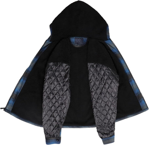 Gary Com Heavy Thick Flannel Plaid Jacket Sherpa Fleece Lined Hoodies for Men Zip Up Winter Warm Coat Zipper Sweatshirt