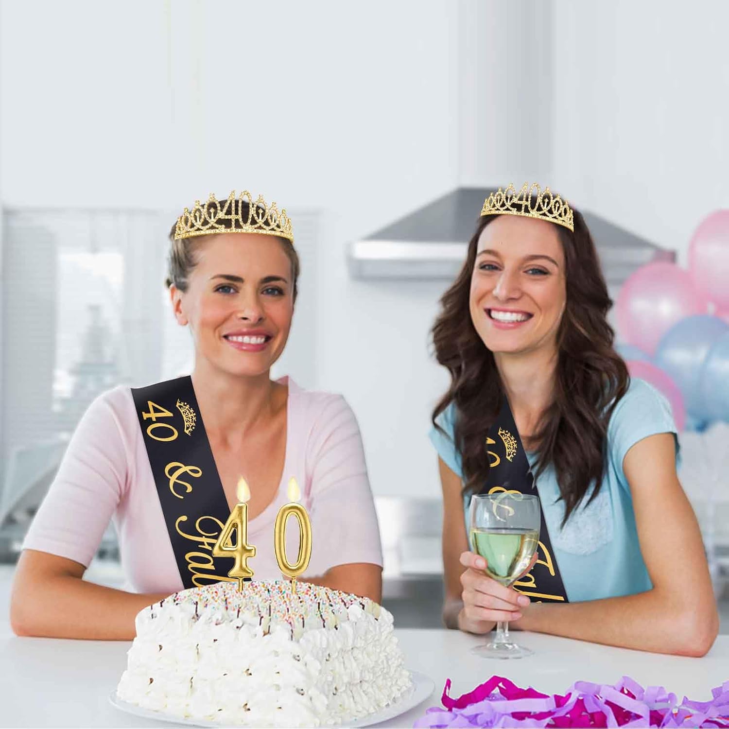 40th Birthday Decorations for Women Gold and Black