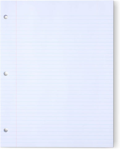 Amazon Basics College Ruled Loose Leaf Paper, 11" x 8.5", 150 Sheets, White, No Binding, 1-Pack