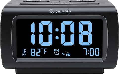 DreamSky Alarm Clock Radio for Bedrooms with Battery Backup