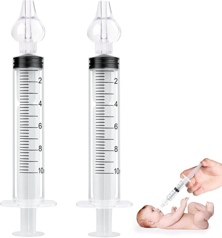 Vicloon Baby Nasal Irrigator, 2PCS Nasal Syringe for Baby, Syringe Nasal Irrigator with Cleanable and Reusable Silicone Nasal Suction Tip forIrrigation, Nasal Spray, Nasal Hygiene（Transparent）