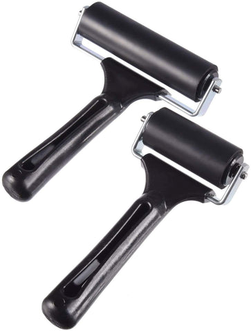 2Pcs Rubber Brayer Roller for Printmaking, Great for Gluing Application Also. (4inch+2.2 inch)
