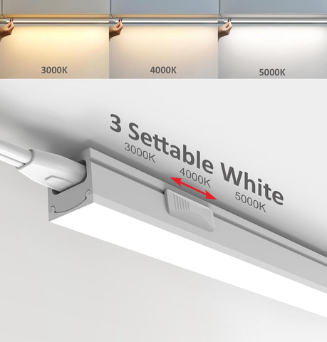 Leetdud Under Cabinet Lighting Plug in, 32 Inch 1 Pc, Linkable AC120V 3CCT 3000K/4000K/5000K Ultra Slim, LED Under Cabinet Lights for Counter Light, Kitchen, Shelf, Sink, Workshop, Desk, White