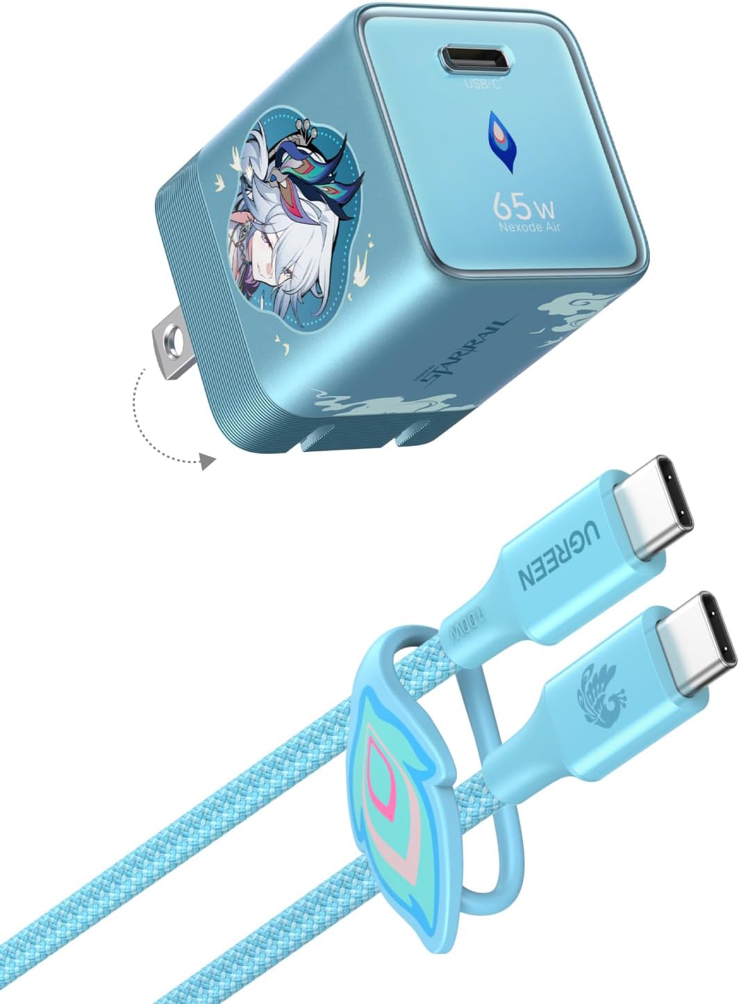 UGREEN Nexode Air 65W USB C Charger Honkai: Star Rail Edition, Glacier Blue