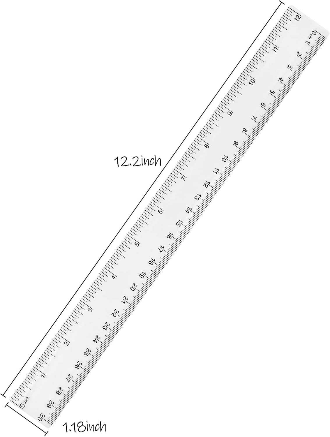 Unjoo Clear Plastic Ruler 12 Inch Straight Rulers, for School, Office, 2pcs