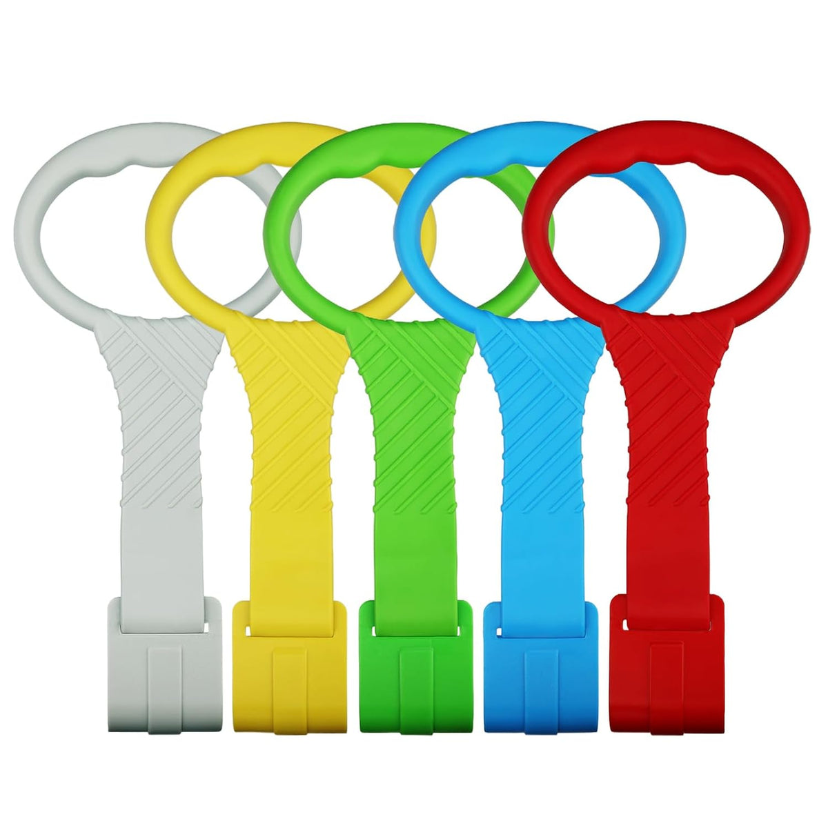 5PCS Playpen Baby Pull Up Rings - Premium Baby Handles for Play Pen Standing Up - Plastic Walking Exercises Assistant Rings for Infants Babies Toddler - Ergonomic Handles - 5 Colors