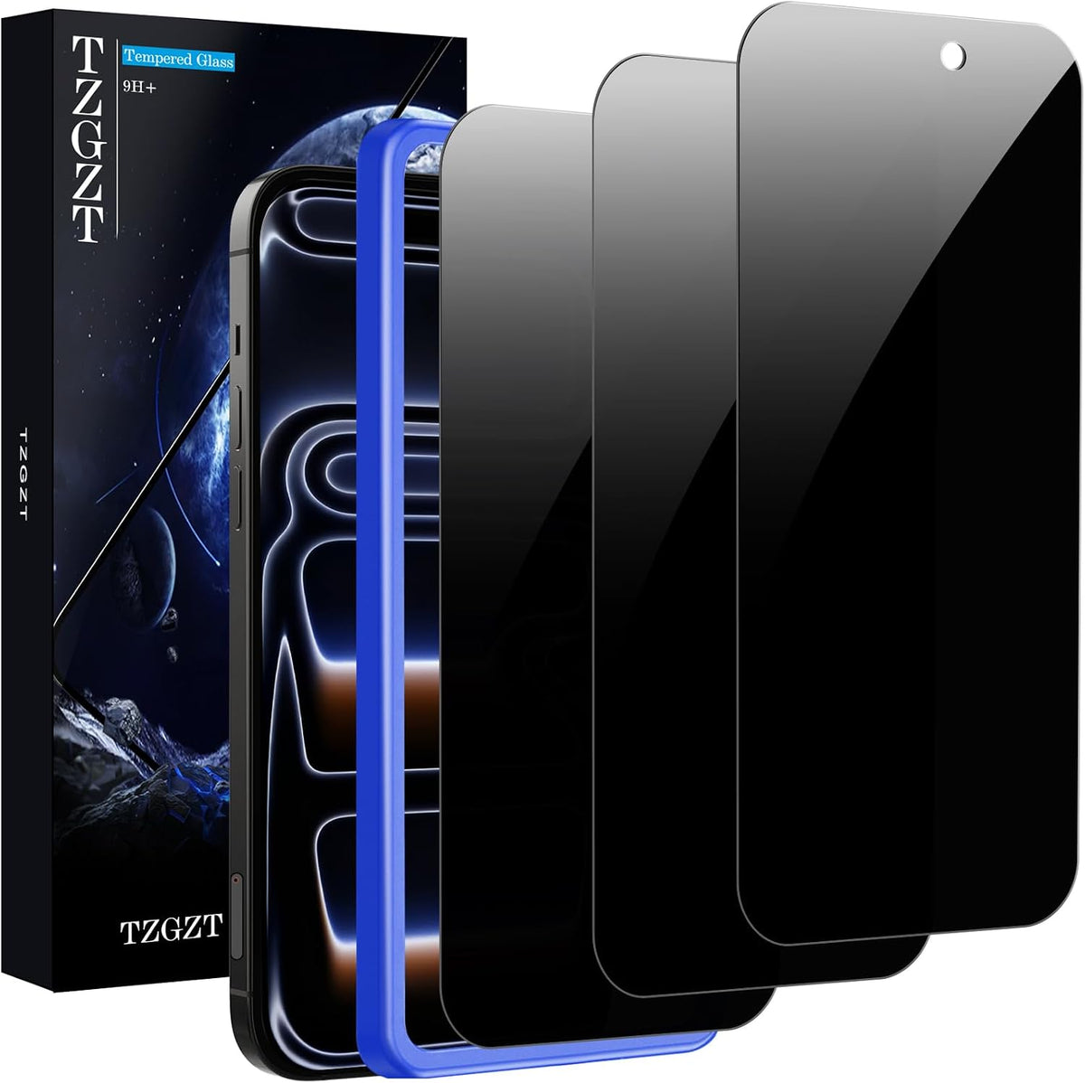 TZGZT Privacy Screen Protectors for iPhone 17 Pro Max, Tempered Glass, HD