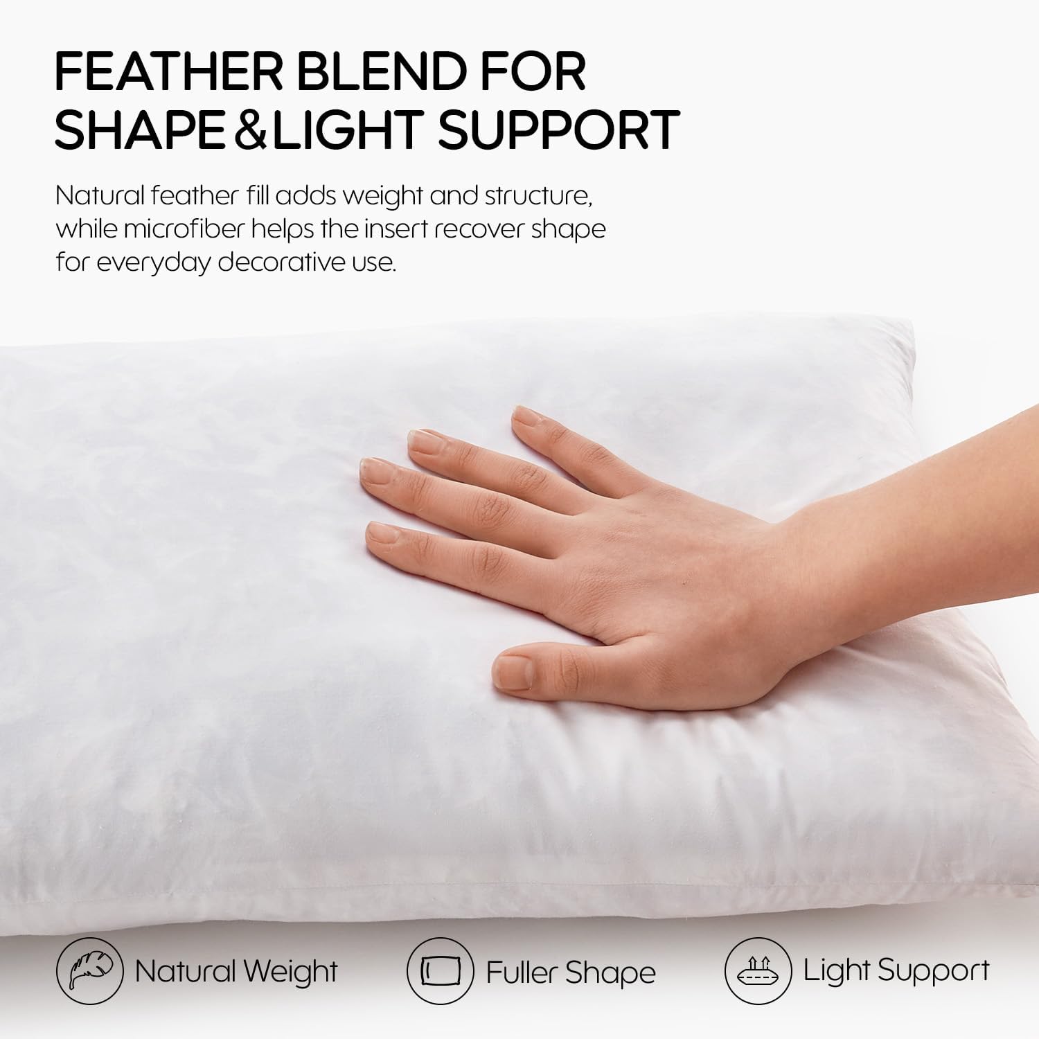 12x20 Feather Lumbar Pillow Inserts, Decorative Throw Pillow Inserts for Covers, Fuller Fit with Soft Support for Bed and Couch, Set of 2