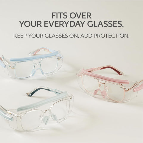 UKNOW Safety Goggles Over Glasses, Anti Fog Safety Glasses with Clear Wraparound Lens, ANSI Z87.1 Protective Eyewear