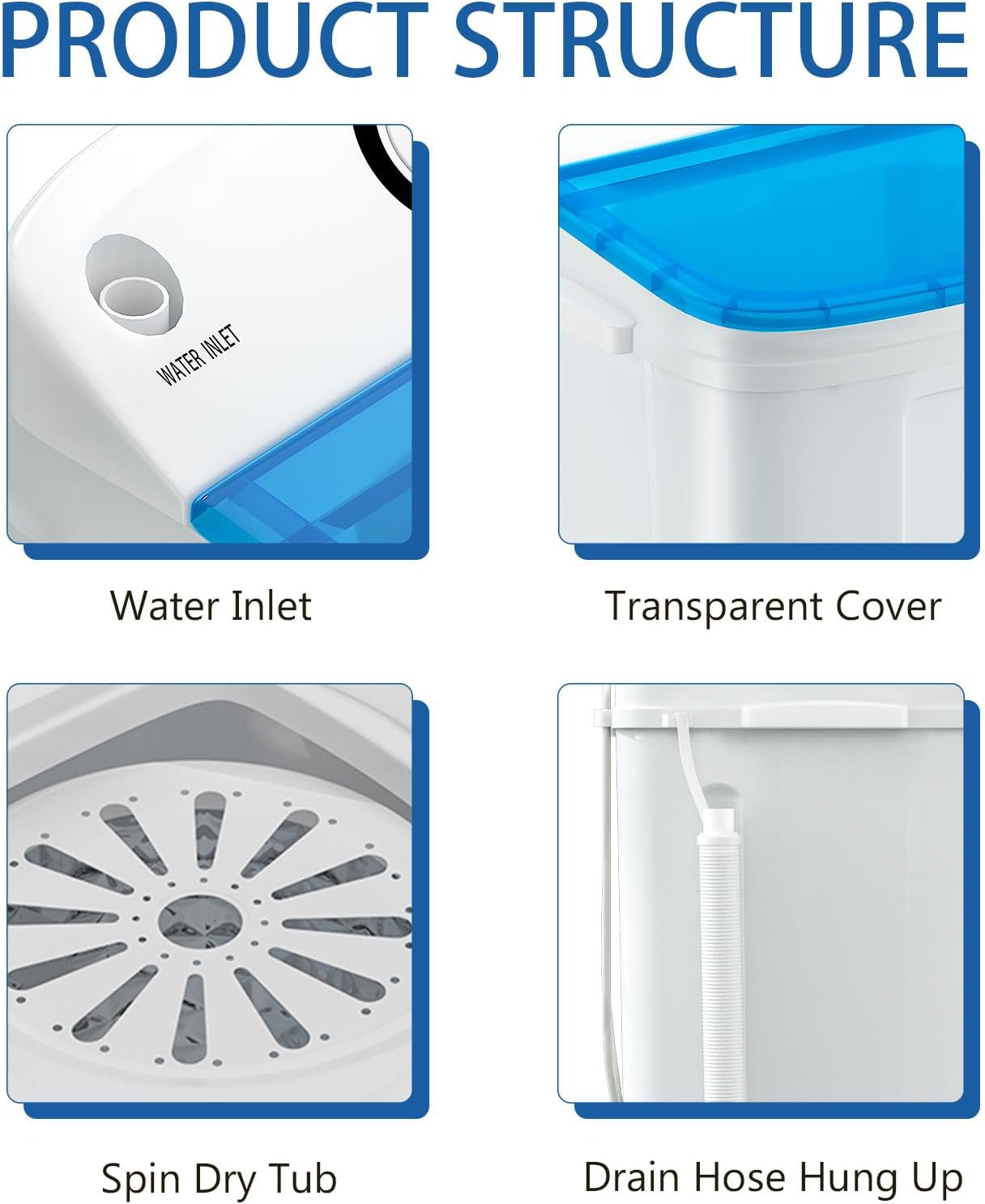 DOGHLY 18lbs Portable Washing Machine, Washer with Drying Rack & 10 Hangers