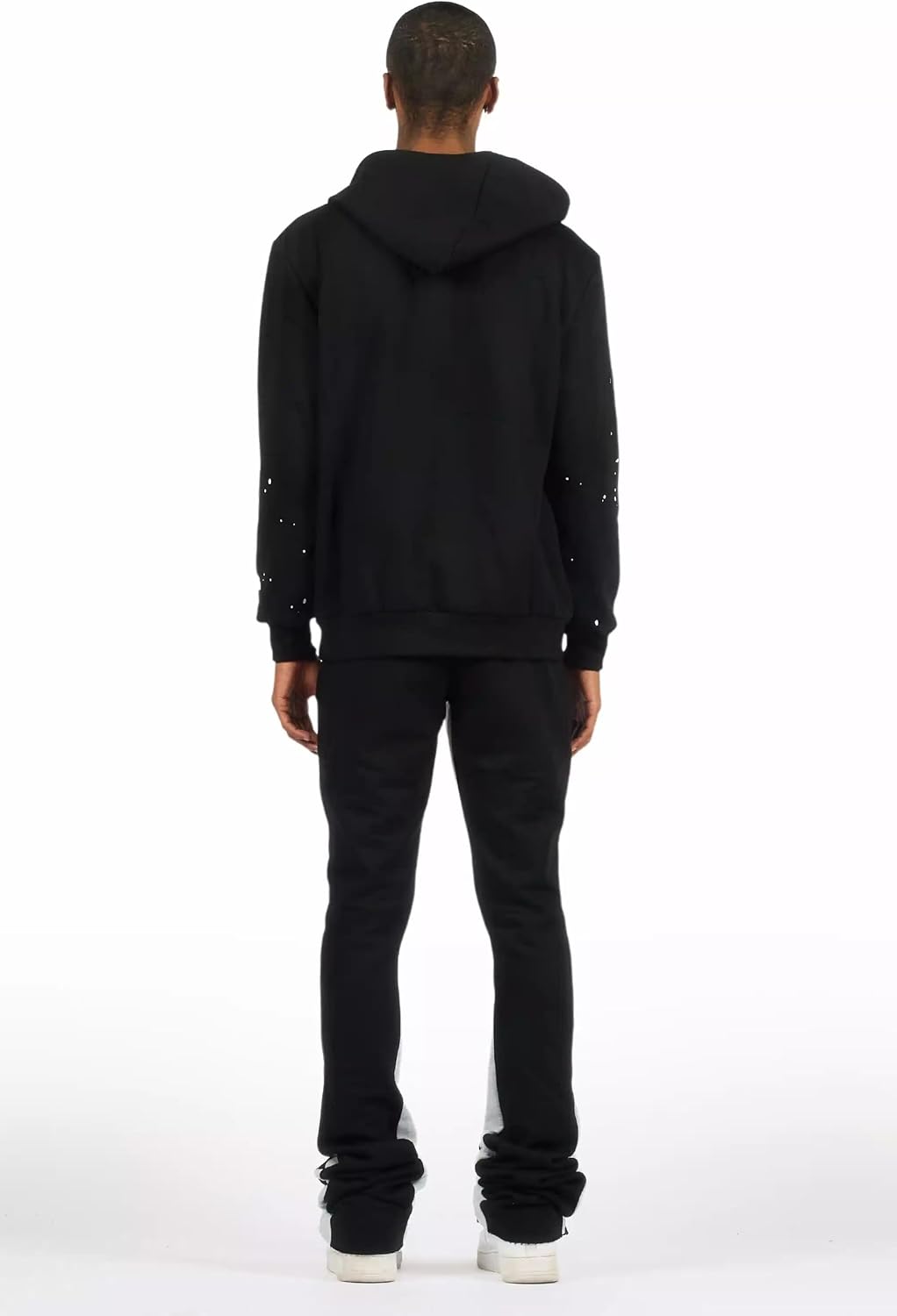 ROCKSTAR ORIGINAL Men's Raffer Black/White Hoodie/Super Stacked Flare Pant Set
