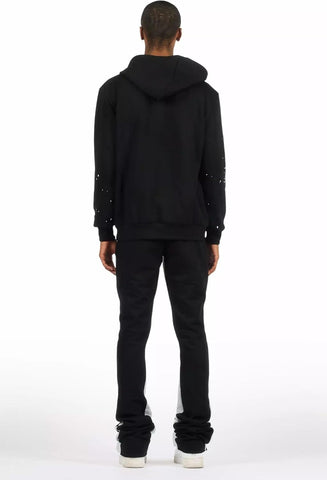 ROCKSTAR ORIGINAL Men's Raffer Black/White Hoodie/Super Stacked Flare Pant Set
