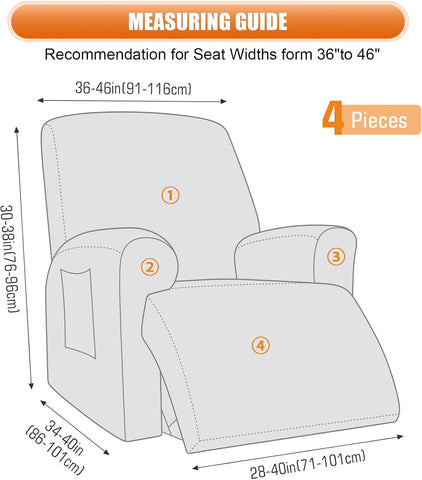 VANSOFY Oversized Stretch Recliner Chair Cover, Cream, 1 Seater