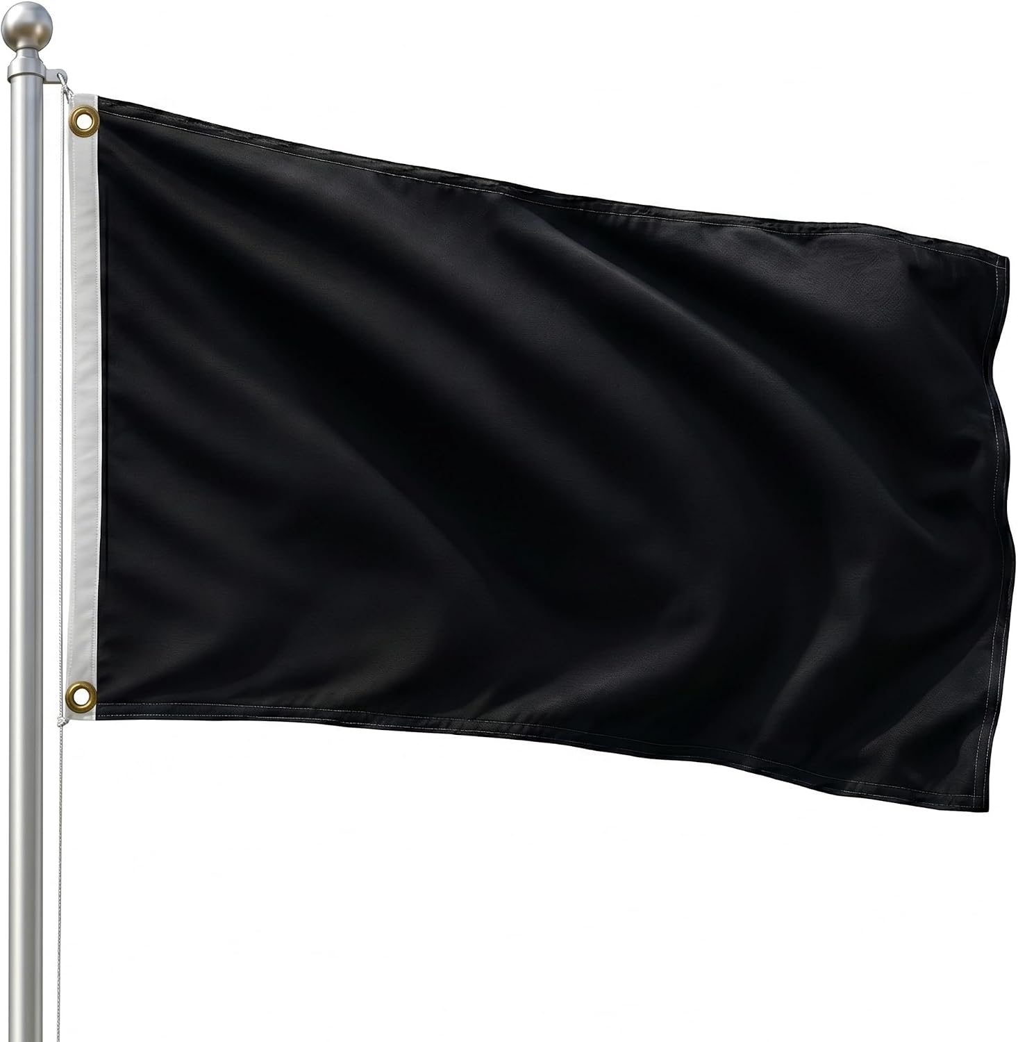 DMSE Solid Black Flag, 2x3 Flag, UV Resistant, Fade Resistant Material with Metal Grommets (2ft x 3ft), (Polyester), (Black)