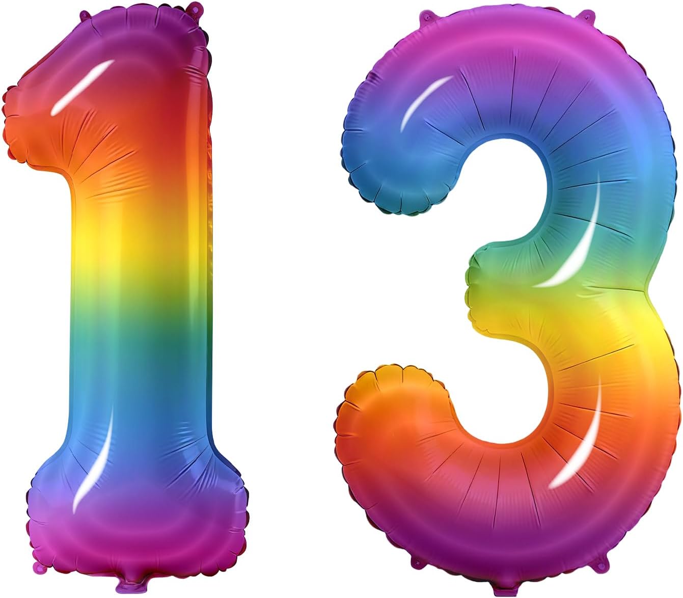 Number 13 Balloons for 13th Birthday Party Decorations, 0-100 Large No.13 Balloons for Girls Boys and Daughter Son, 40 Inch Rainbow Foil Helium Balloon for 13 Year Old Anniversary Decorations