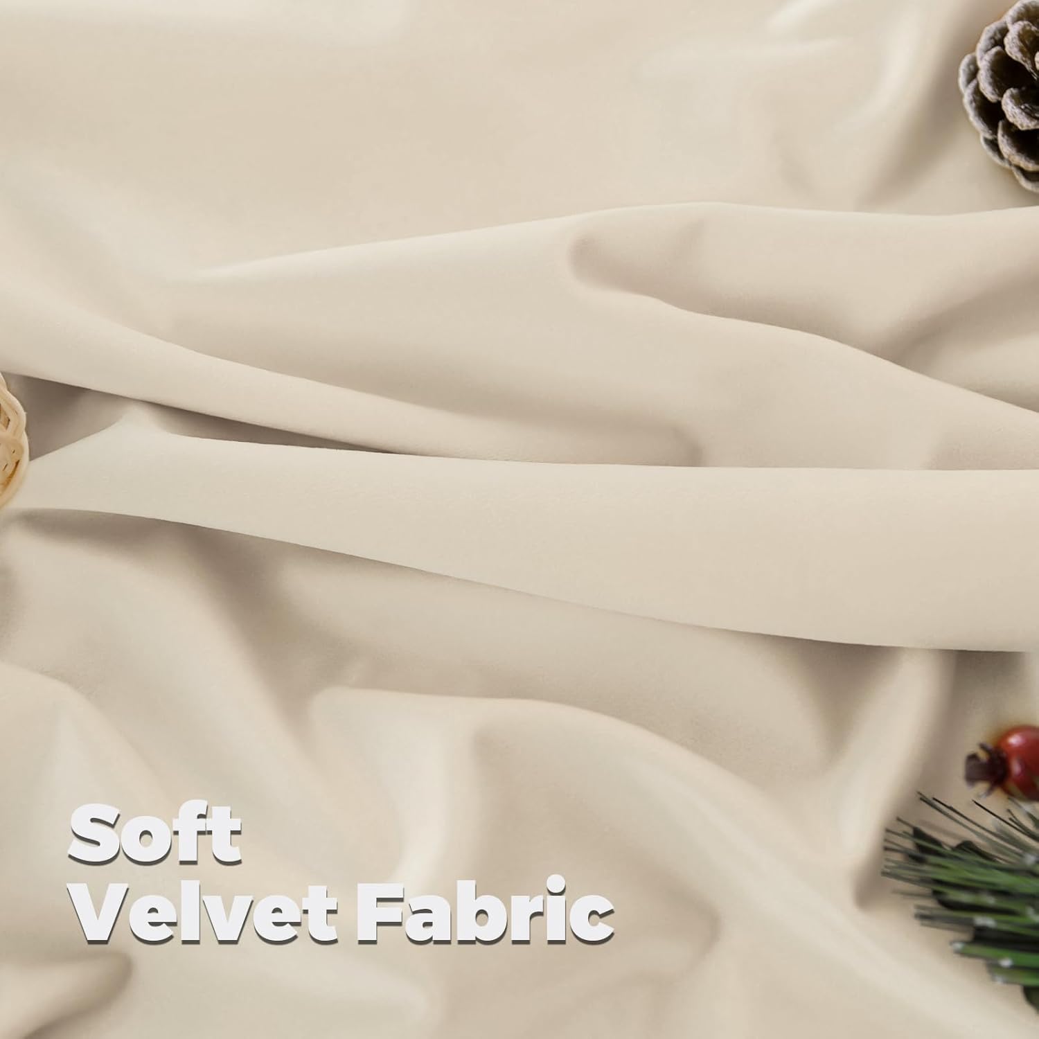 BGment Cream Beige Velvet Curtains for Living Room, 2 Panels, 52 x 102 Inch