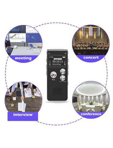 Digital Voice Recorder 16GB Voice Recorder with Playback for Lectures - USB Rechargeable Dictaphone Upgraded Small Tape Recorder Device