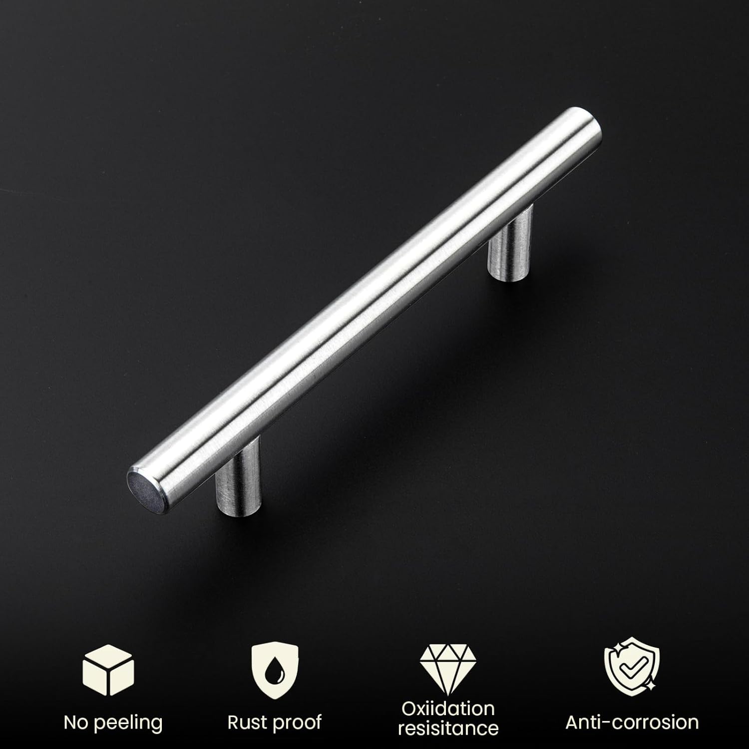 homdiy Cabinet Handles Brushed Nickel Drawer Handles 2-1/2in(64mm) Hole Center Modern Style Round Bar for Kitchen Cabinets 35Pack