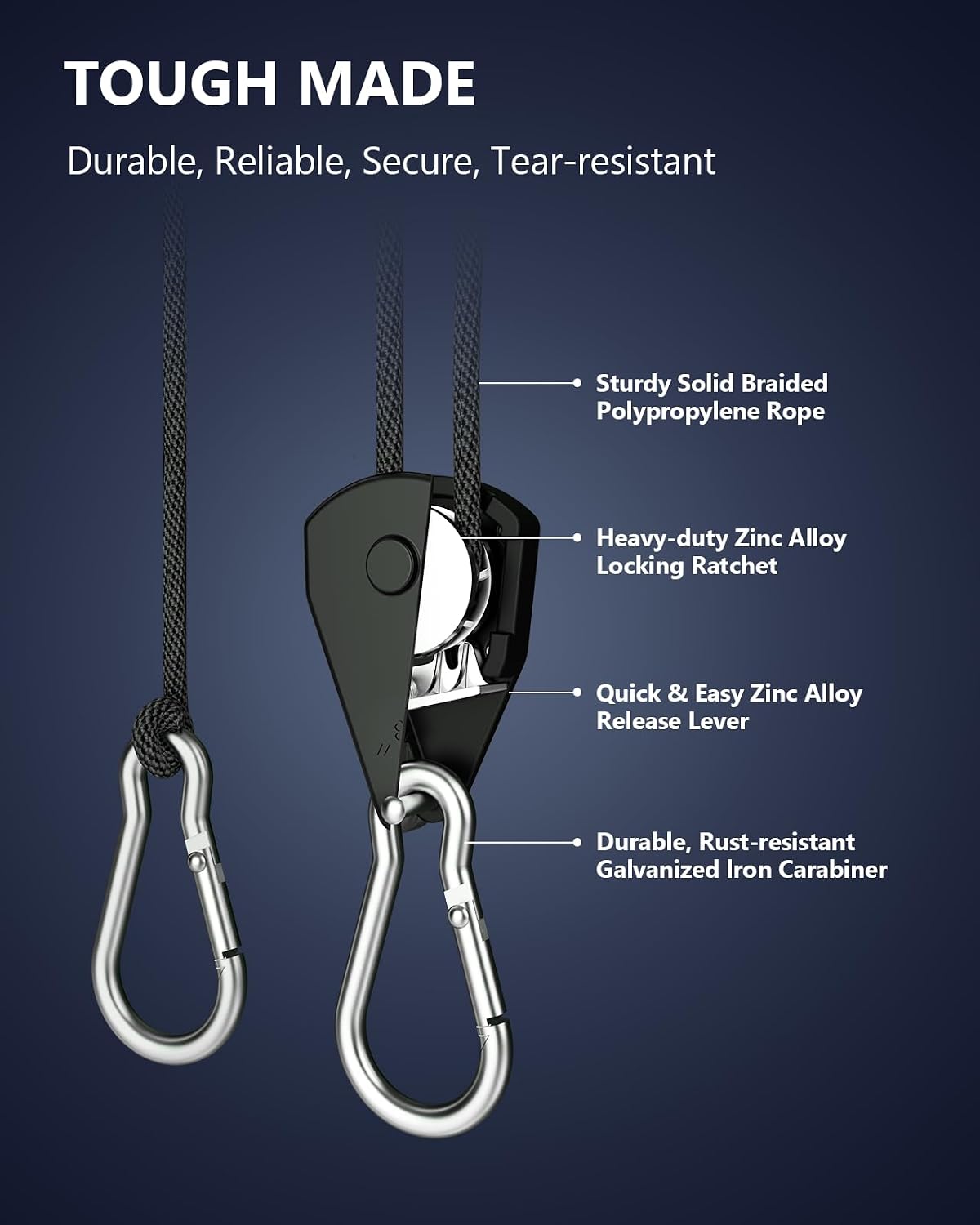 Retractable Heavy Duty Ratchet Tie Down Straps 1/8" 4 Pack, 8ft Tie-Down