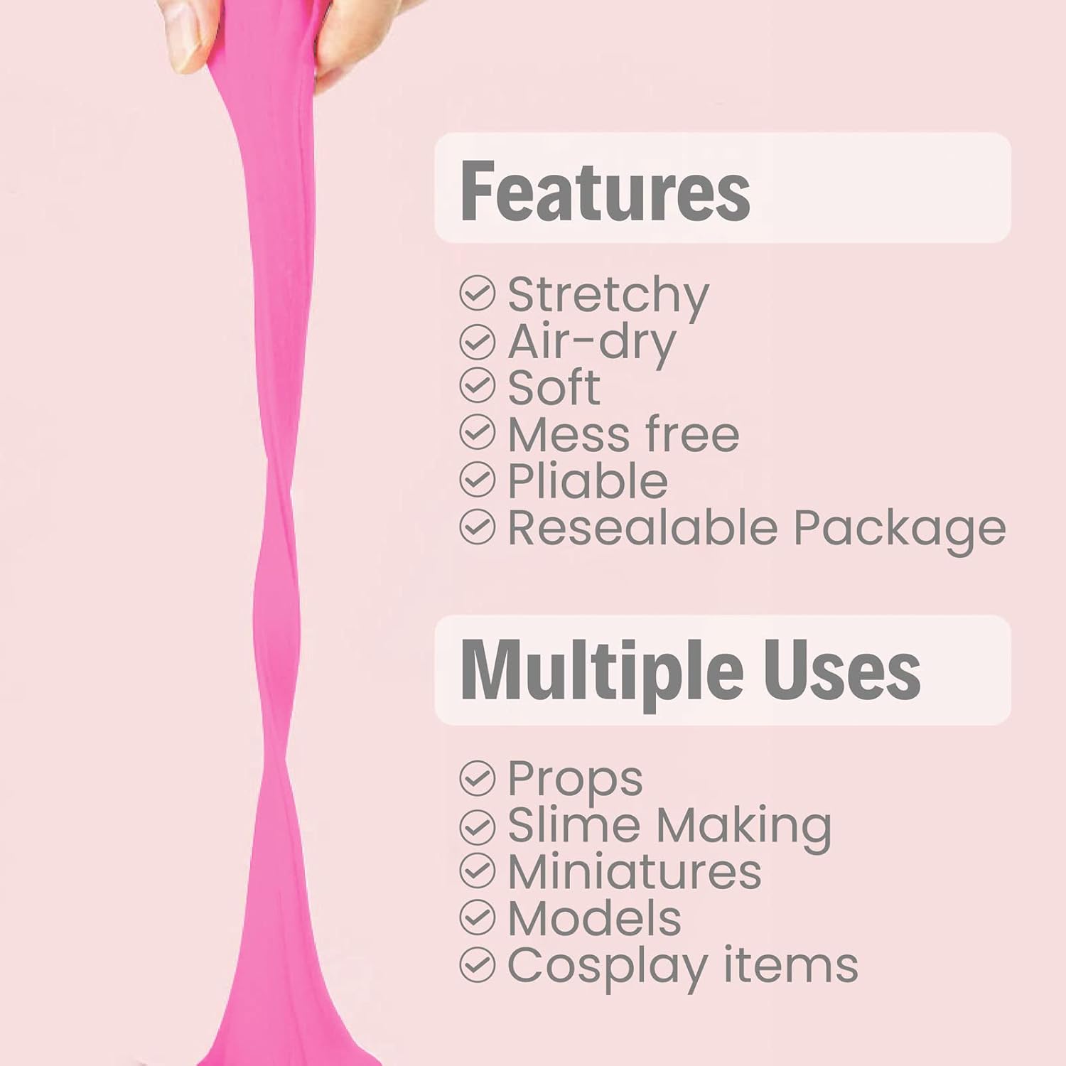 BOHS Foam Clay, Pink Air Dry Modeling Clay, 1.1 lb