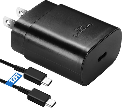 25W Super Fast Charger Type C,USB C Android Phone Charger &12FT C Type Charging Cable for Samsung Galaxy S26/S25/S24 Ultra/S24/S24+/S23 Ultra/S23/S23+/S22 Ultra/S22+/S22,Note 10/20/S20/S21