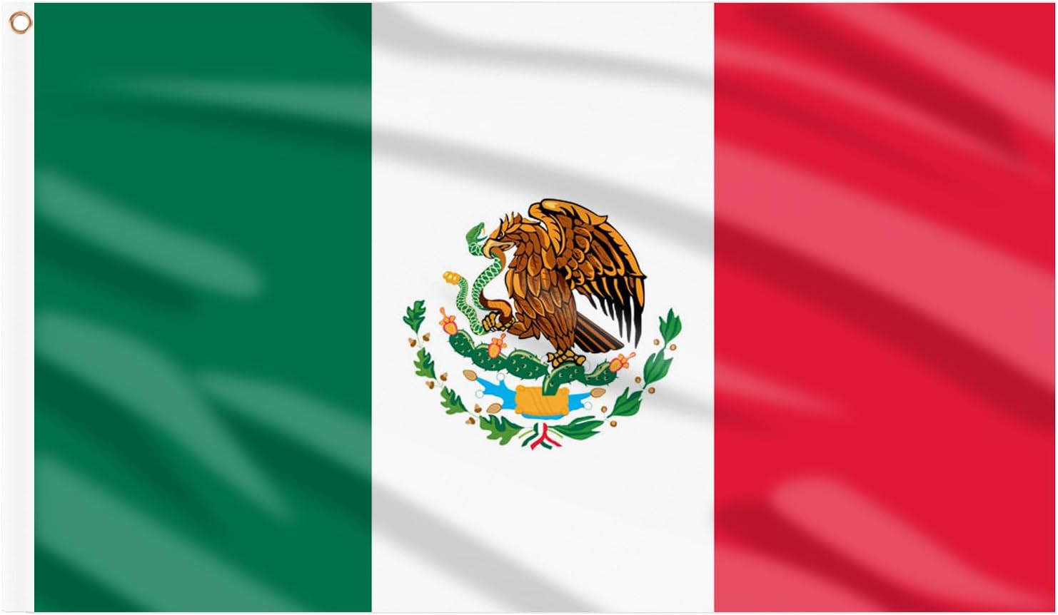 AhfuLife Mexico Flag 3x5 Ft, Large Mexican Flags for Cinco de Mayo Party Decorations - Double Sided with Brass Eyelets for Bar Garden Street Decoration Indoor Outdoor