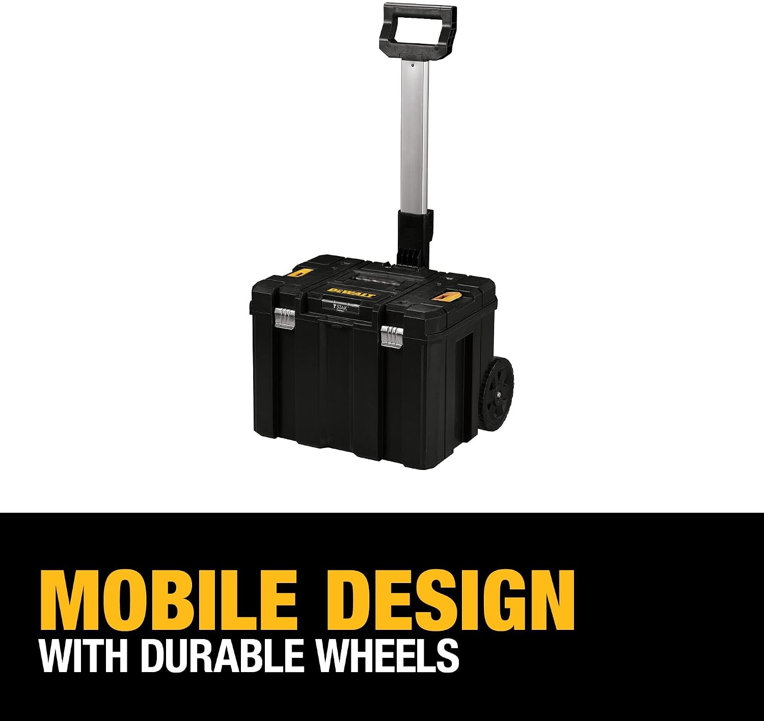 DEWALT Tool Box with Wheels Modular, Large Rolling Tool Box With Telescopic Handle, Portable Carrier Deep Stackable TSTAK Storage (DWST17820)